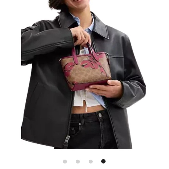 NWT COACH CY736 City MINI Tote Bag in Signature Canvas & Leather with Bow Print